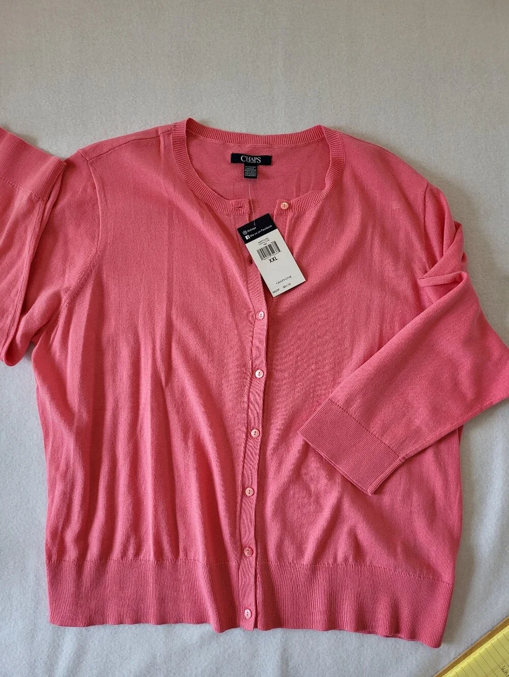 NWT Chaps Icon Pink Button Cardigan Size XXL